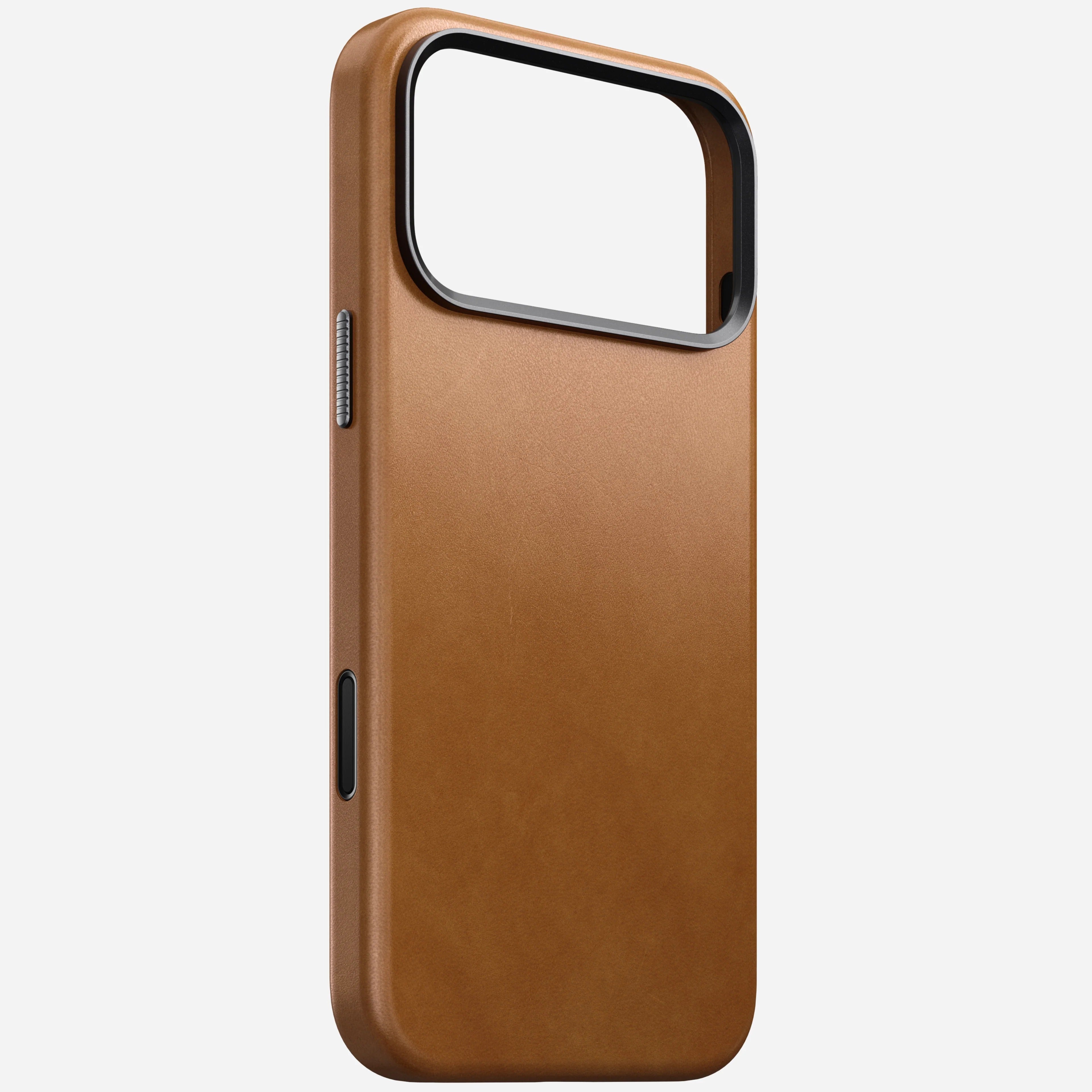 nomad leather case for iphone 17 pro english tan magnetic charging