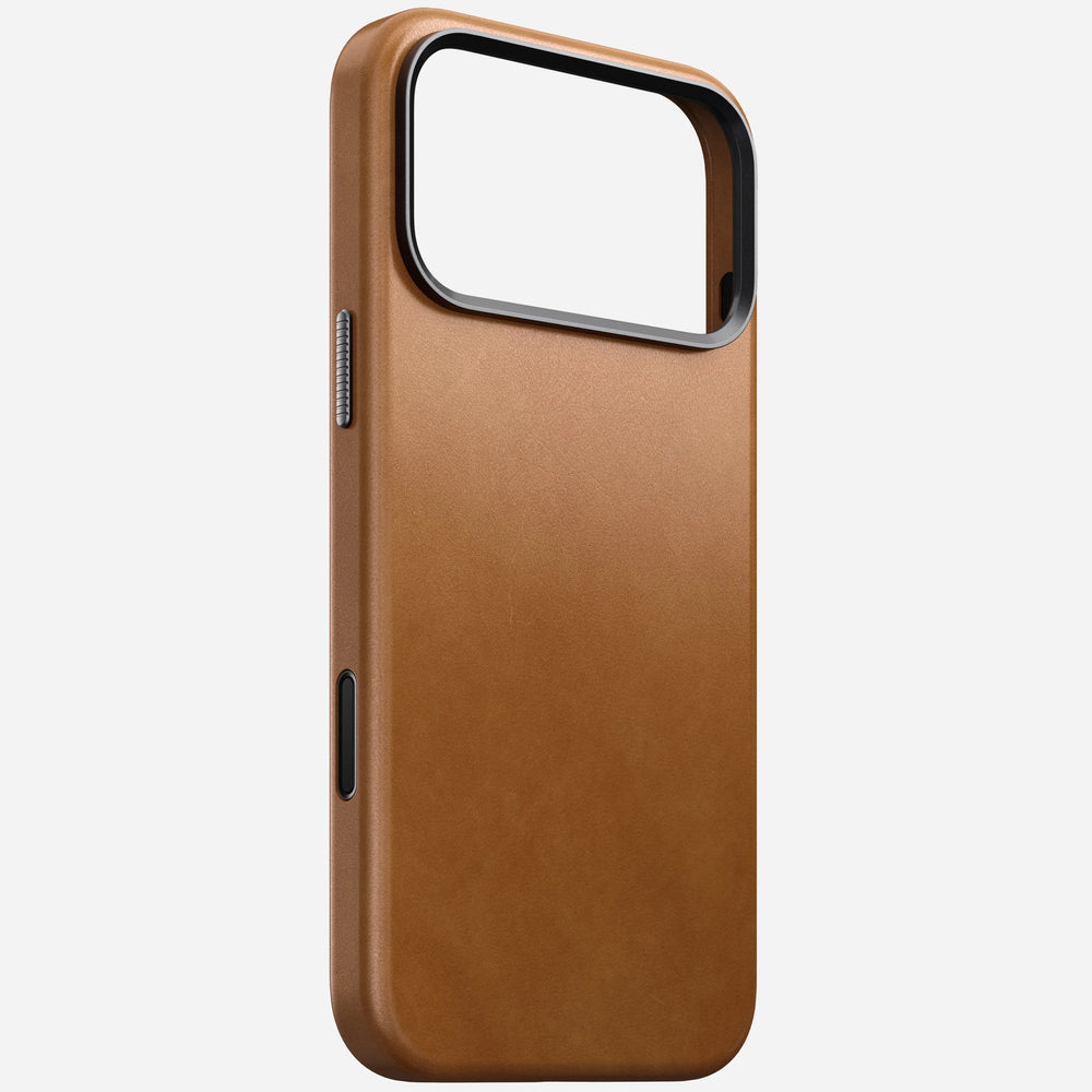 nomad leather case for iphone 17 pro english tan magnetic charging