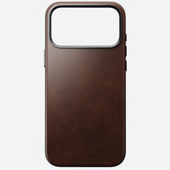 nomad horween case for iphone 17 pro rustic brown front view