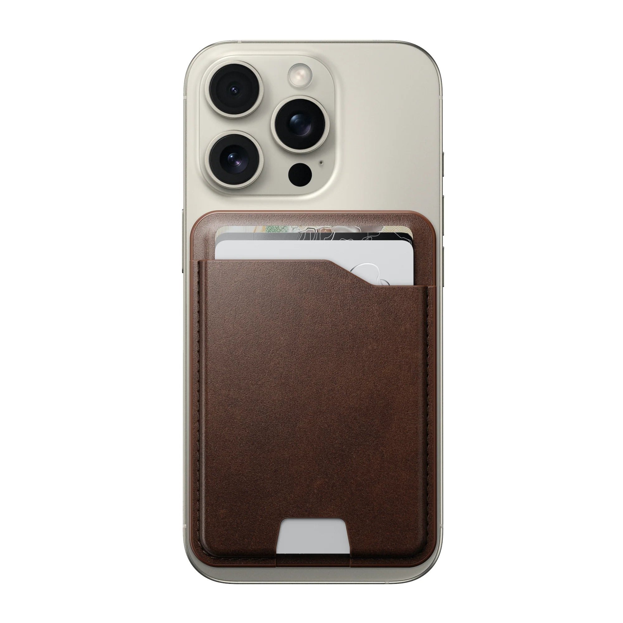Nomad Leather Magsafe Wallet with Find My Tracking - Brown