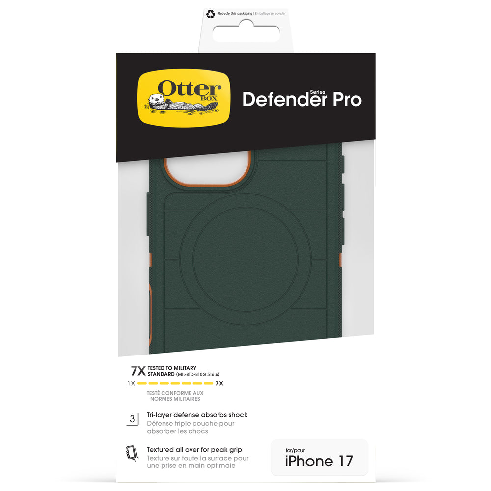 otterbox defender magsafe case for iphone 17 standard green side profile