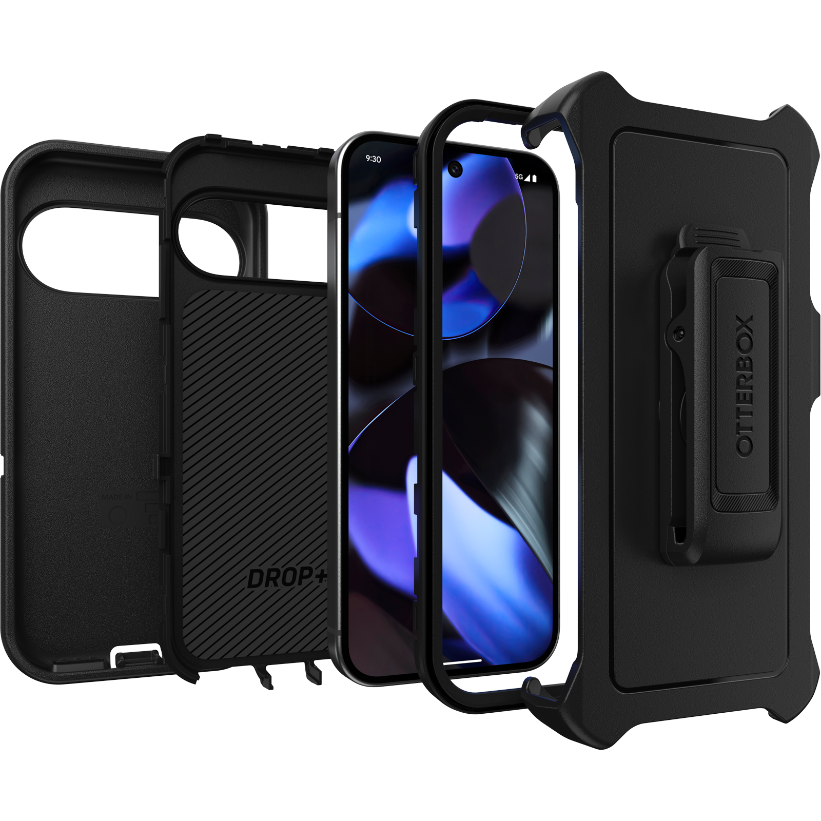 Otterbox Defender Rugged Case Belt Clip Holster for Google Pixel 9 / 9 Pro - Black