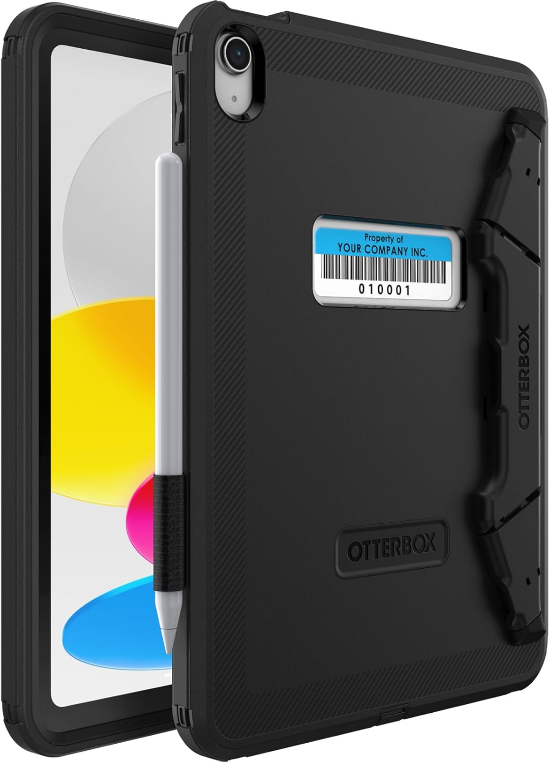 OtterBox Defender with Screen Protector, Kickstand, Asset Tagging for iPad 10th 11th A16 10.9" - Black (Pro-Pack)