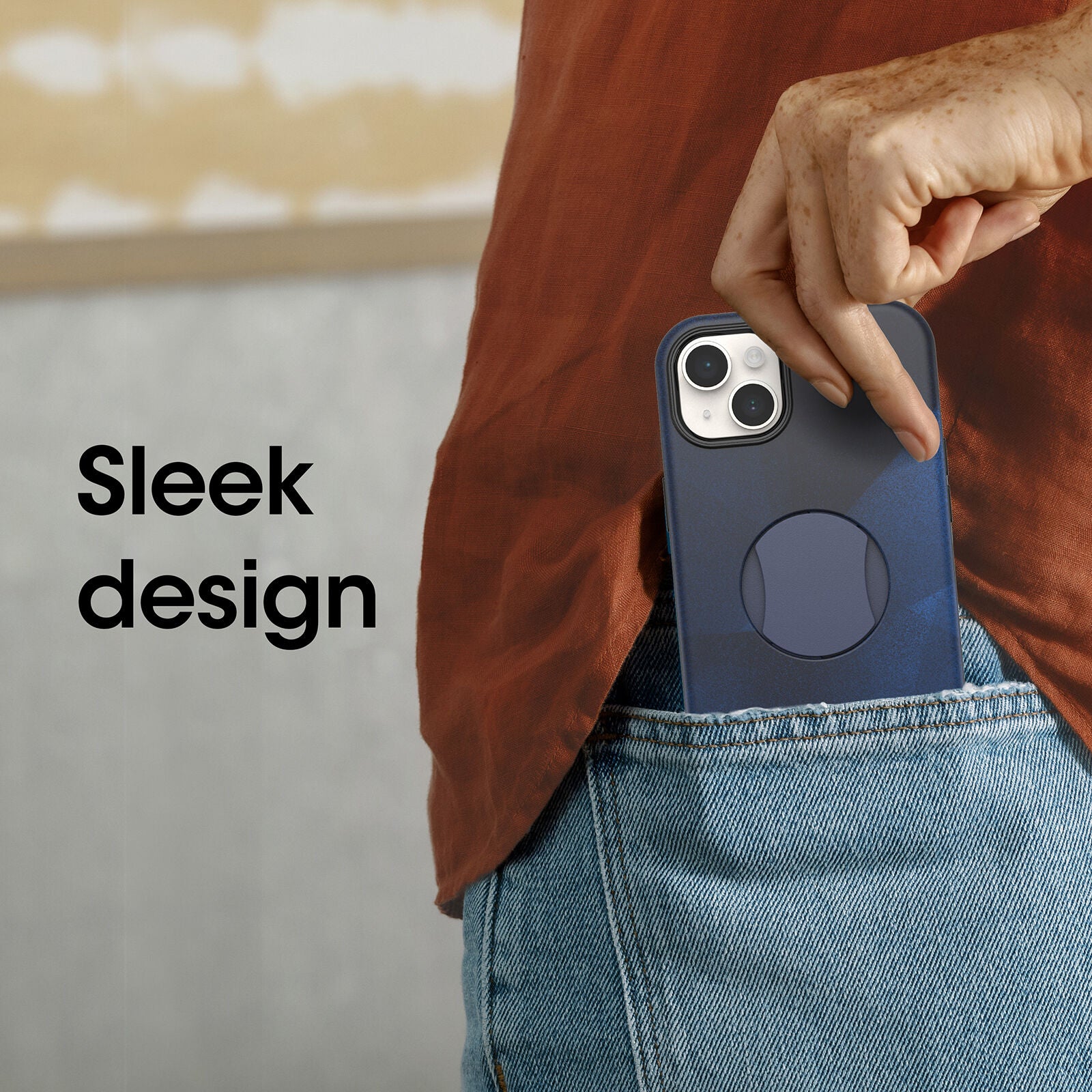 OtterGrip Symmetry Case with MagSafe iPhone 14 Plus / 15 Plus 6.7 inch Storm Blue