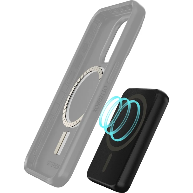 Close-up of magnetic power bank alignment on phone