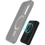 Close-up of magnetic power bank alignment on phone