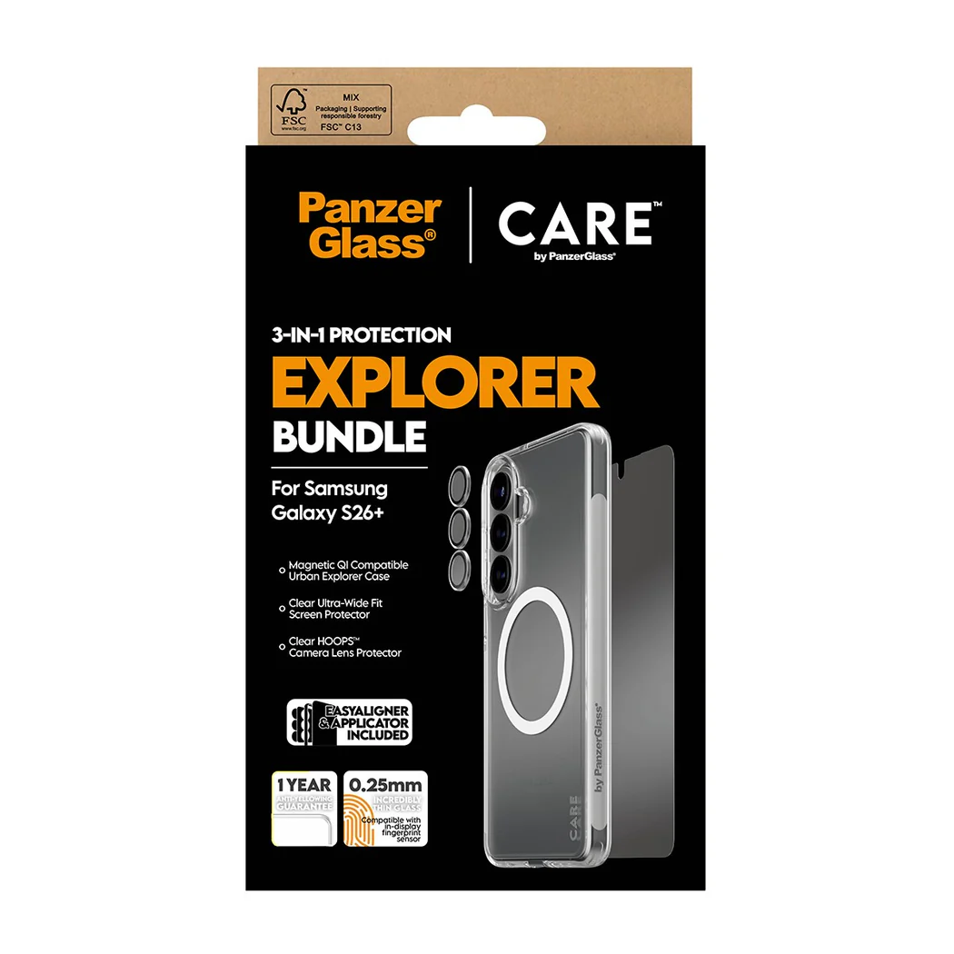 PanzerGlass CARE 3 in 1 Bundle for Samsung Galaxy S26 Plus - Clear