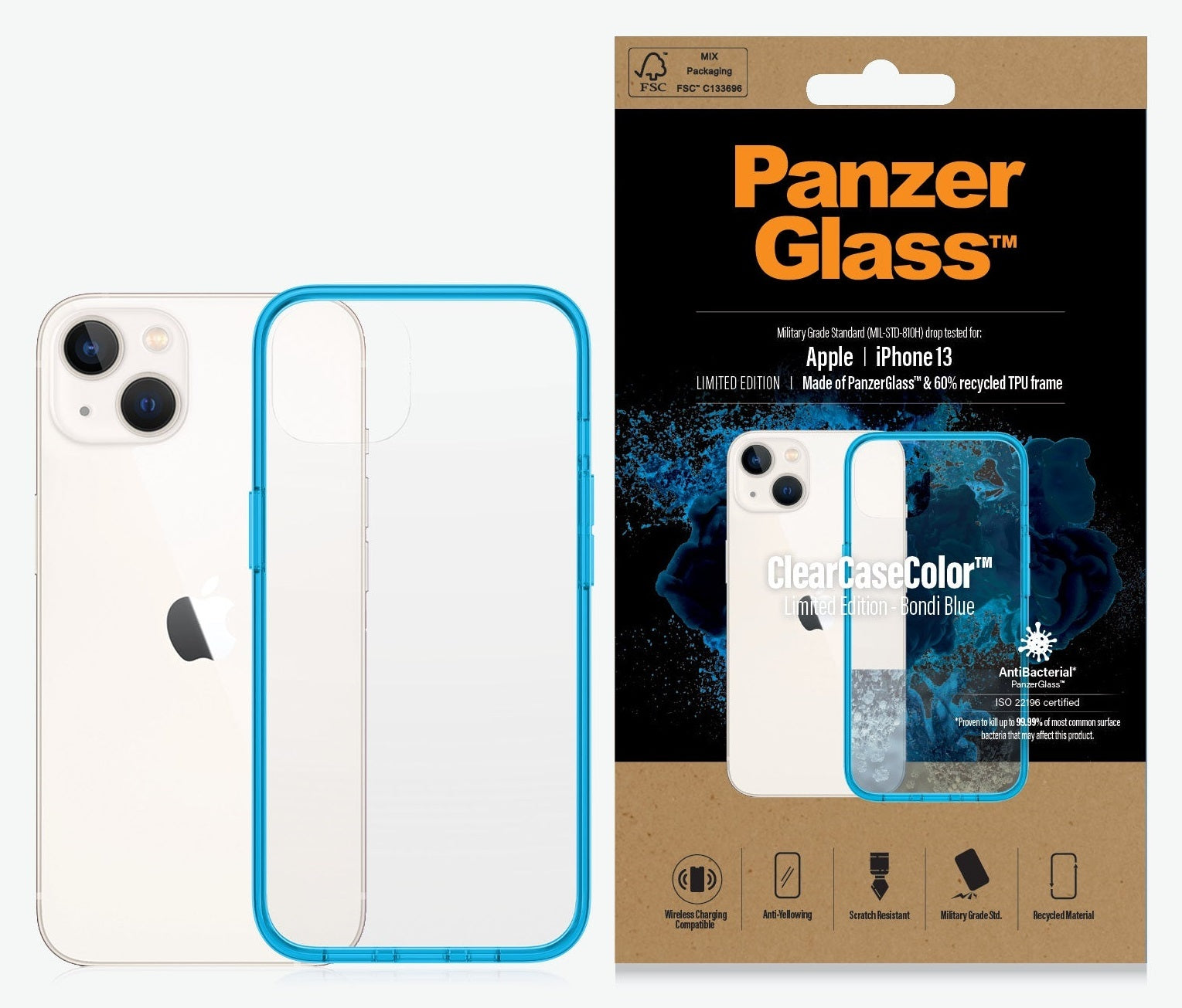 PanzerGlass ClearCaseColor Apple iPhone 13 Standard - Bondi Blue