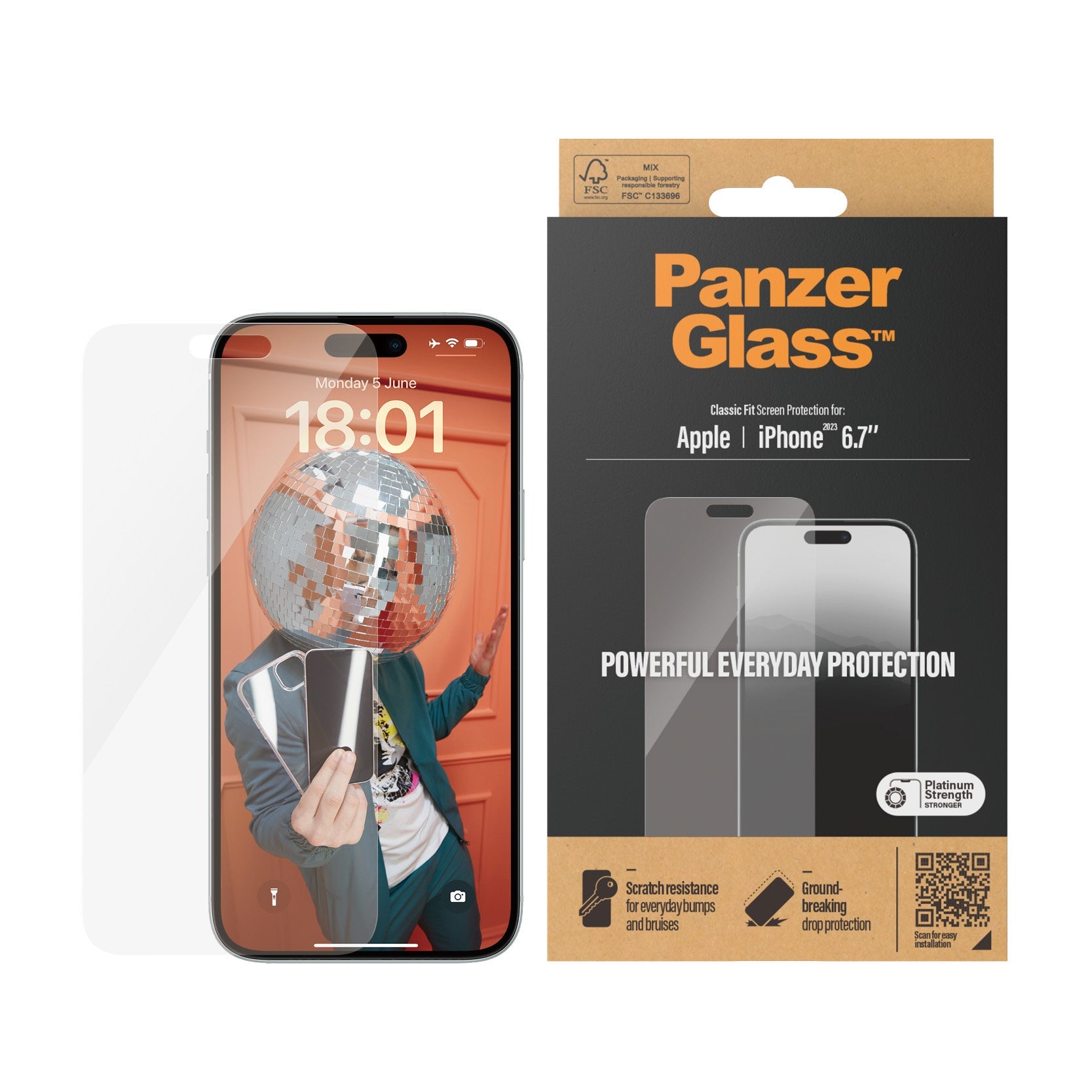PanzerGlass Screen Guard Classic Fit iPhone 15 Pro Max 6.7 - Clear