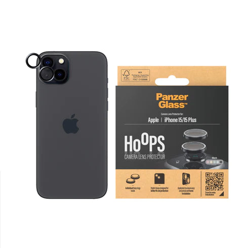 PanzerGlass Hoops iPhone Camera Lens Protector for iPhone 15 and 15 Plus - Black