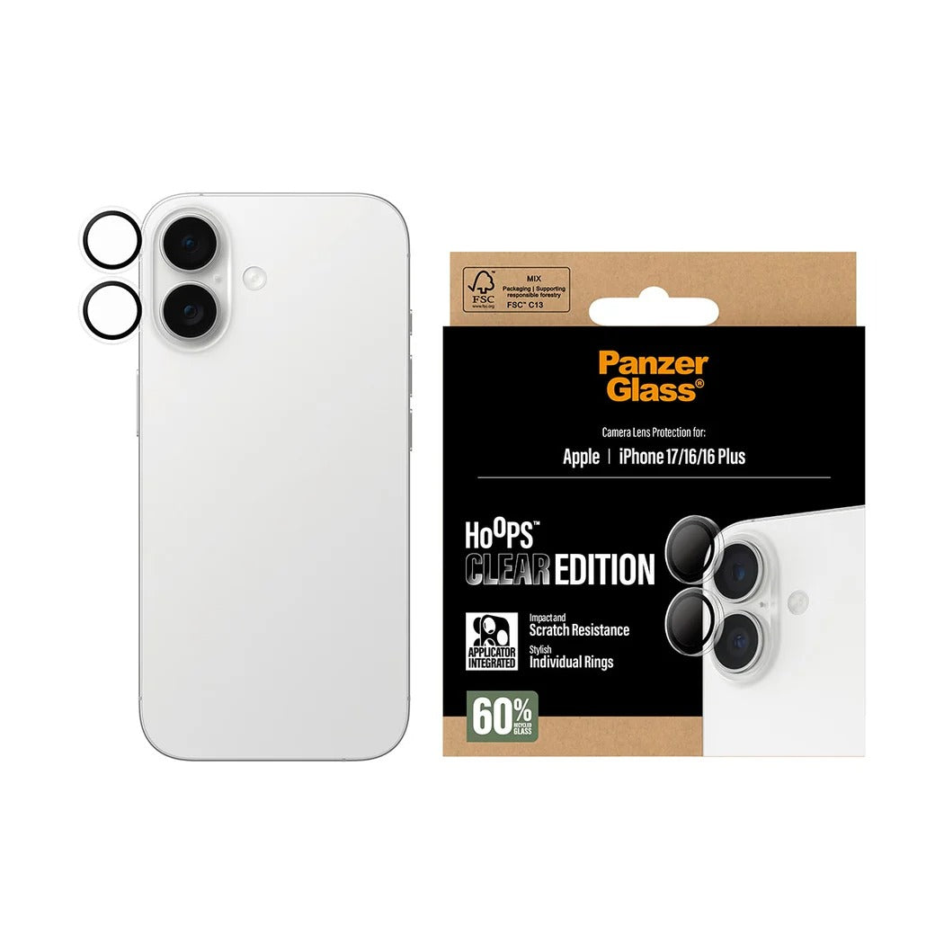 PanzerGlass Hoops® Lens Protector – iPhone 17 Standard / 16 / 16 Plus – Clear