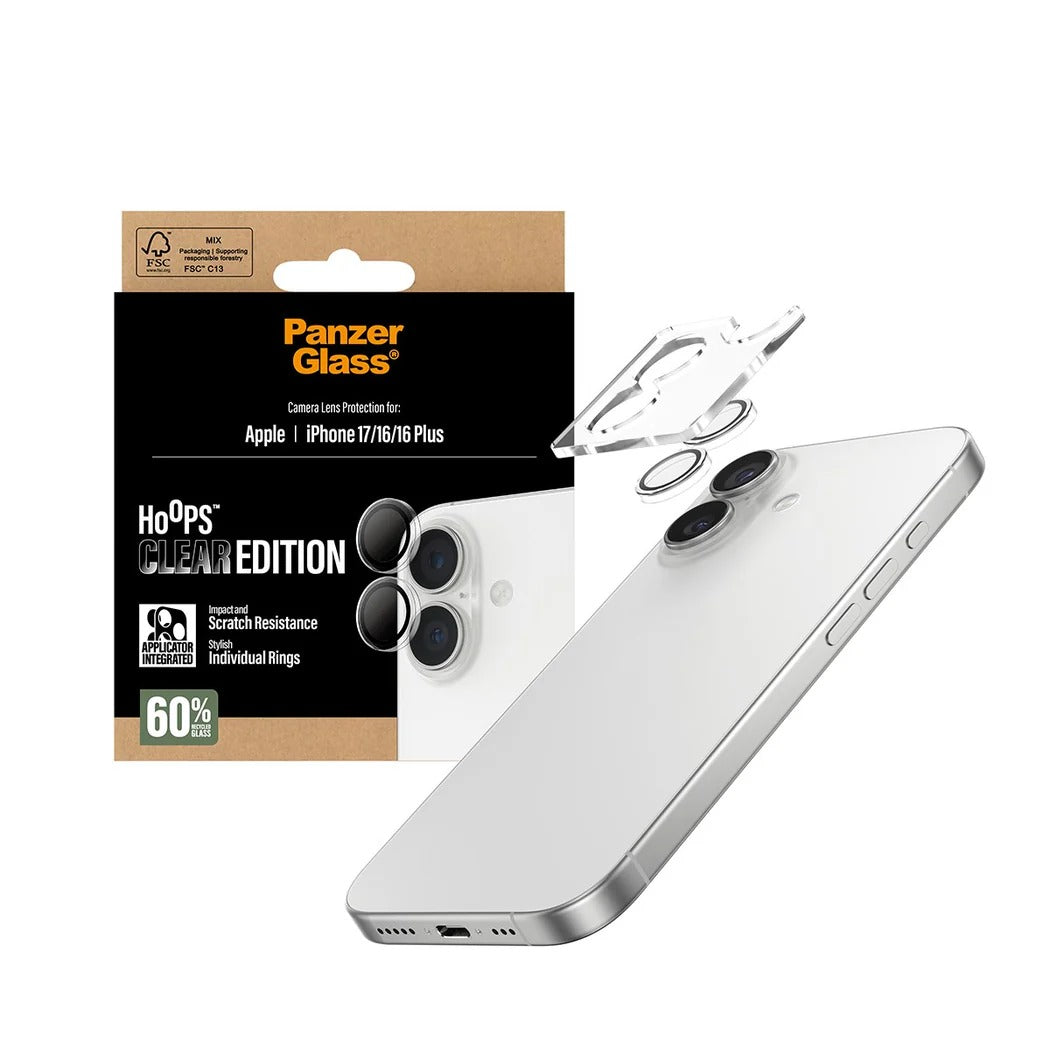 PanzerGlass Hoops® Lens Protector – iPhone 17 Standard / 16 / 16 Plus – Clear