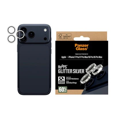 PanzerGlass Hoops® Lens Protector – iPhone 17 Pro / 17 Pro Max / 16 Pro / 16 Pro Max – Glitter Silver