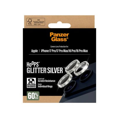 PanzerGlass Hoops® Lens Protector – iPhone 17 Pro / 17 Pro Max / 16 Pro / 16 Pro Max – Glitter Silver