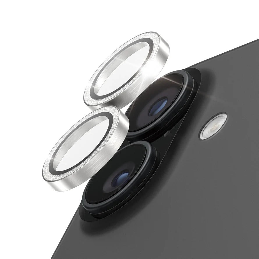 PanzerGlass Hoops® Lens Protector – iPhone 17 Standard / 16 / 16 Plus – Glitter Silver