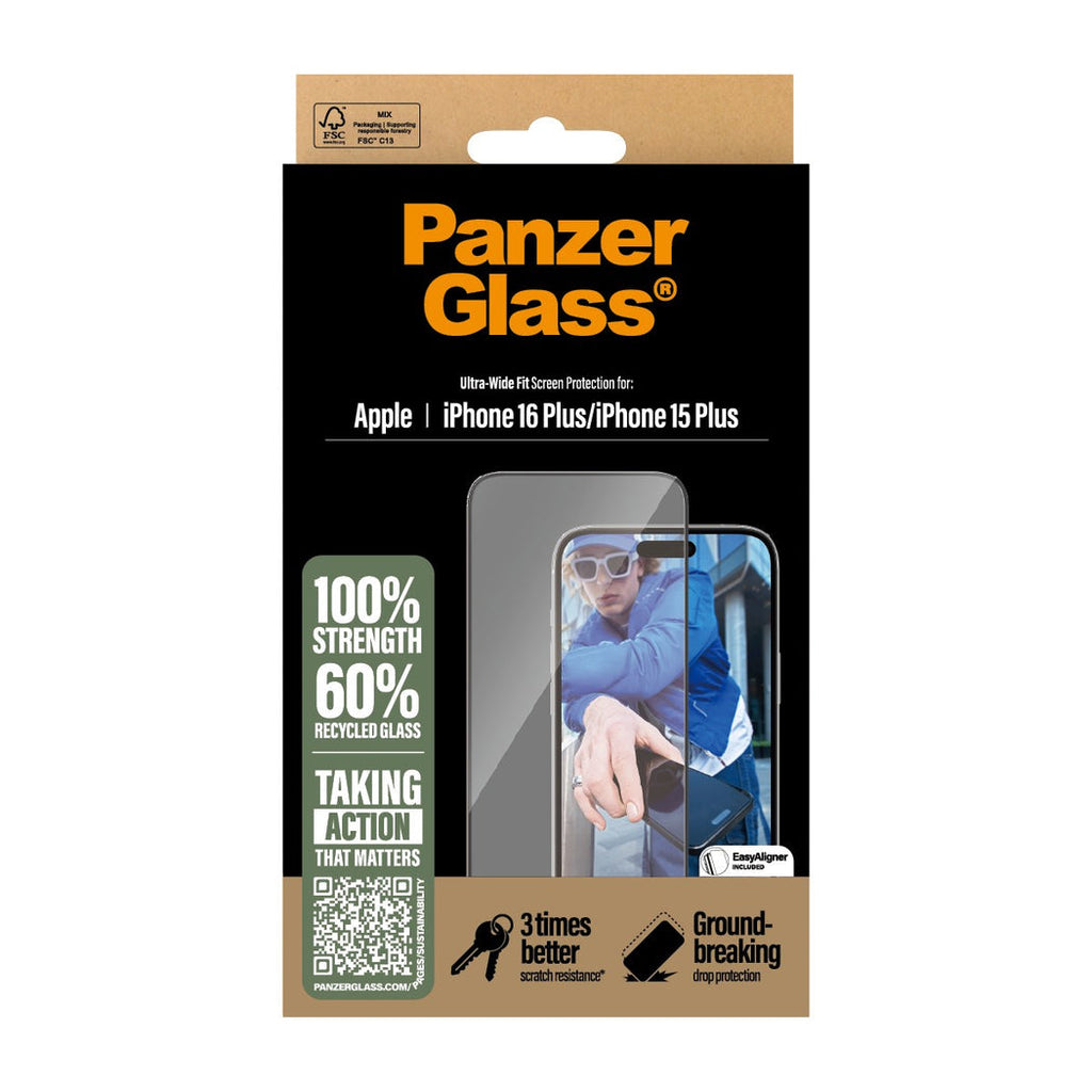 PanzerGlass Screen Guard Ultra Wide iPhone 16 Plus 6.7 - Clear