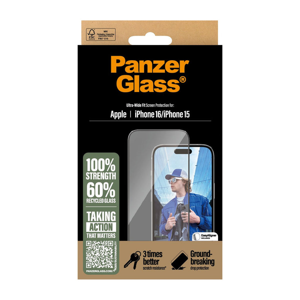 PanzerGlass Screen Guard Ultra Wide iPhone 16 Standard 6.1 - Clear