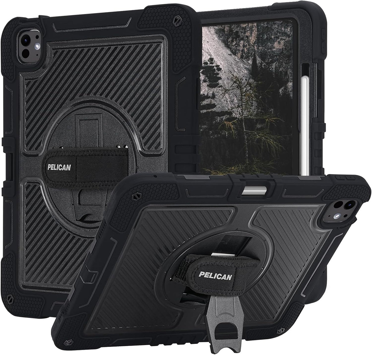 Pelican Voyager Case Stand & Strap iPad Pro 11 M4 M5 - Black