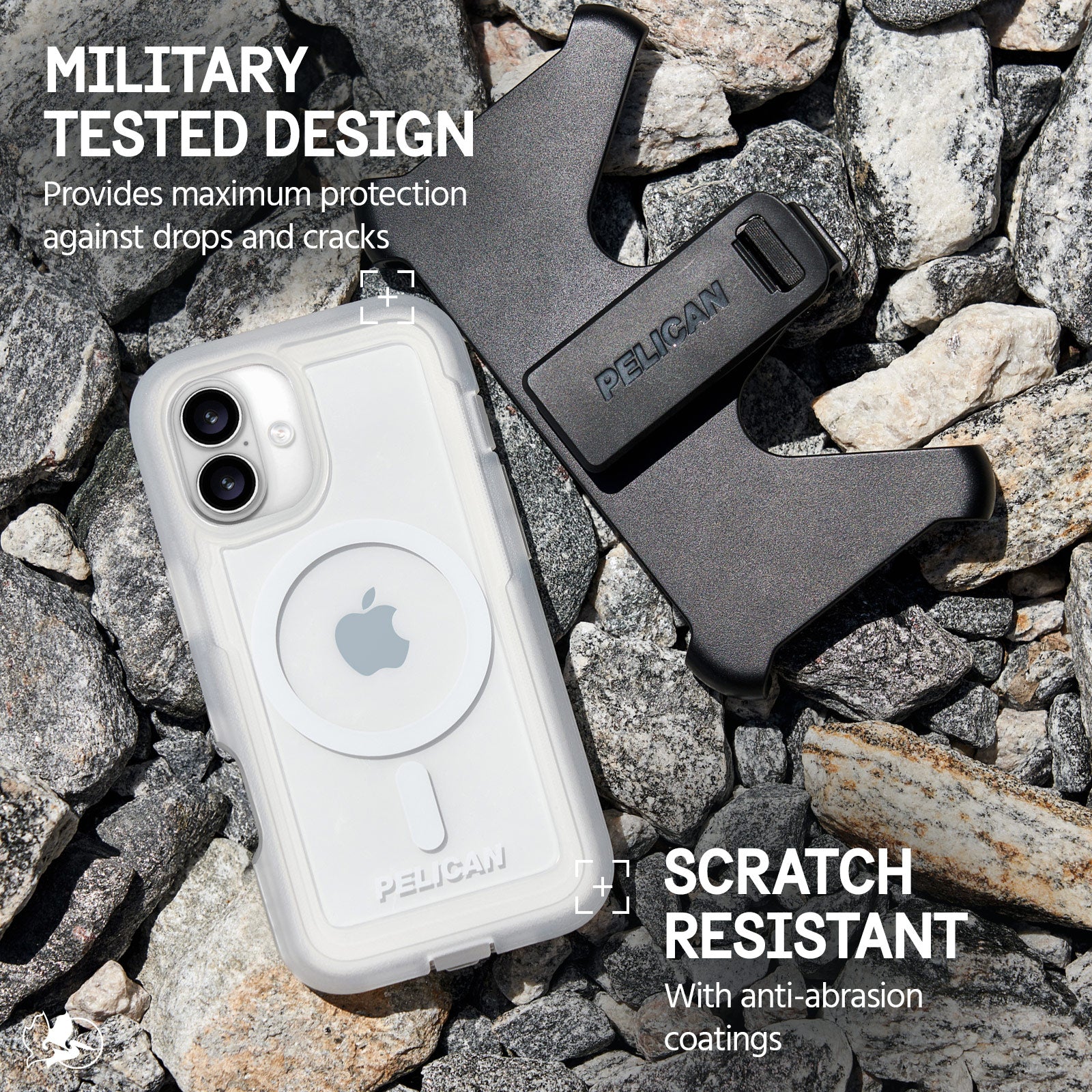 Pelican Voyager Magsafe Rugged Case & Belt Clip for iPhone 16 Plus - Clear
