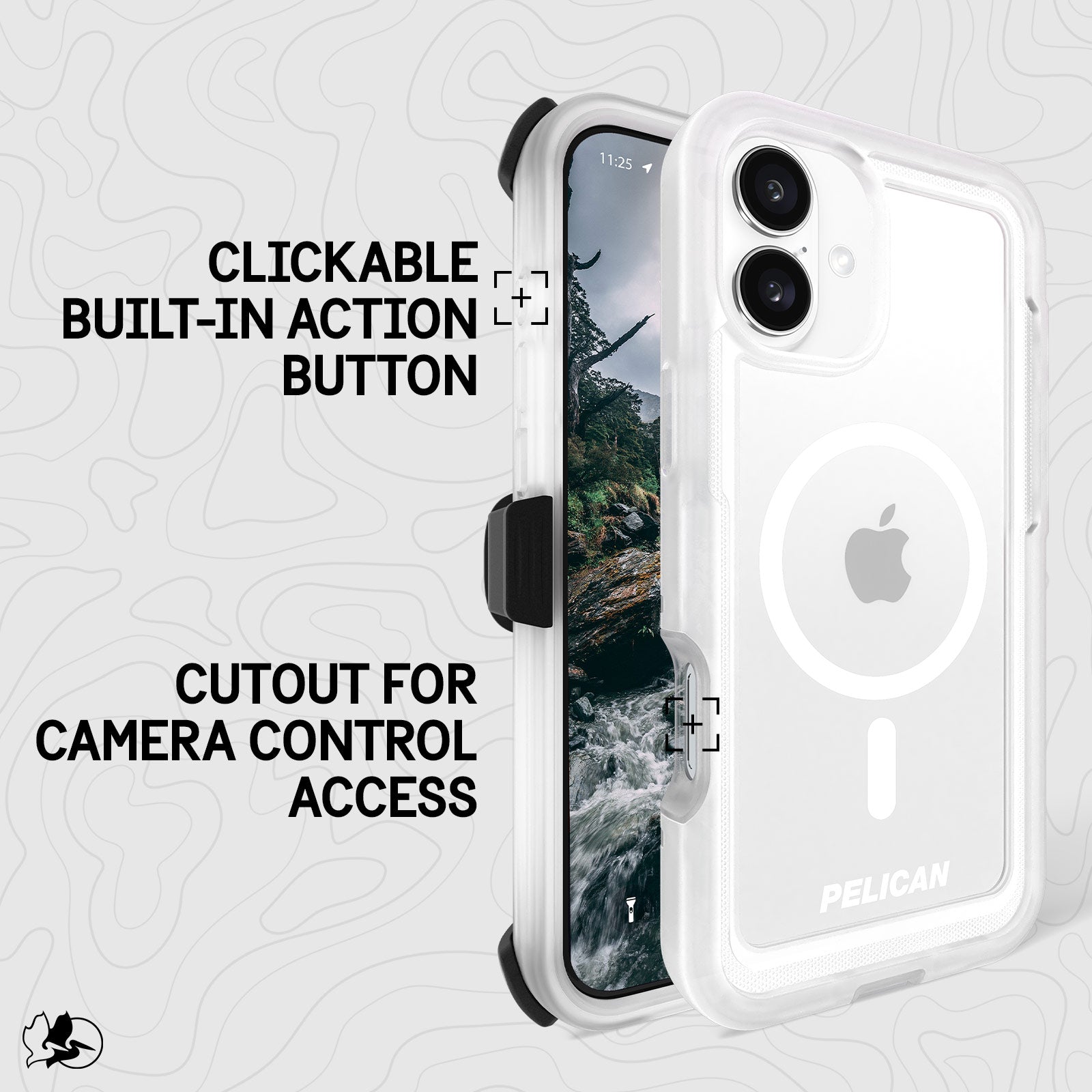 Pelican Voyager Magsafe Rugged Case & Belt Clip for iPhone 16 Plus - Clear