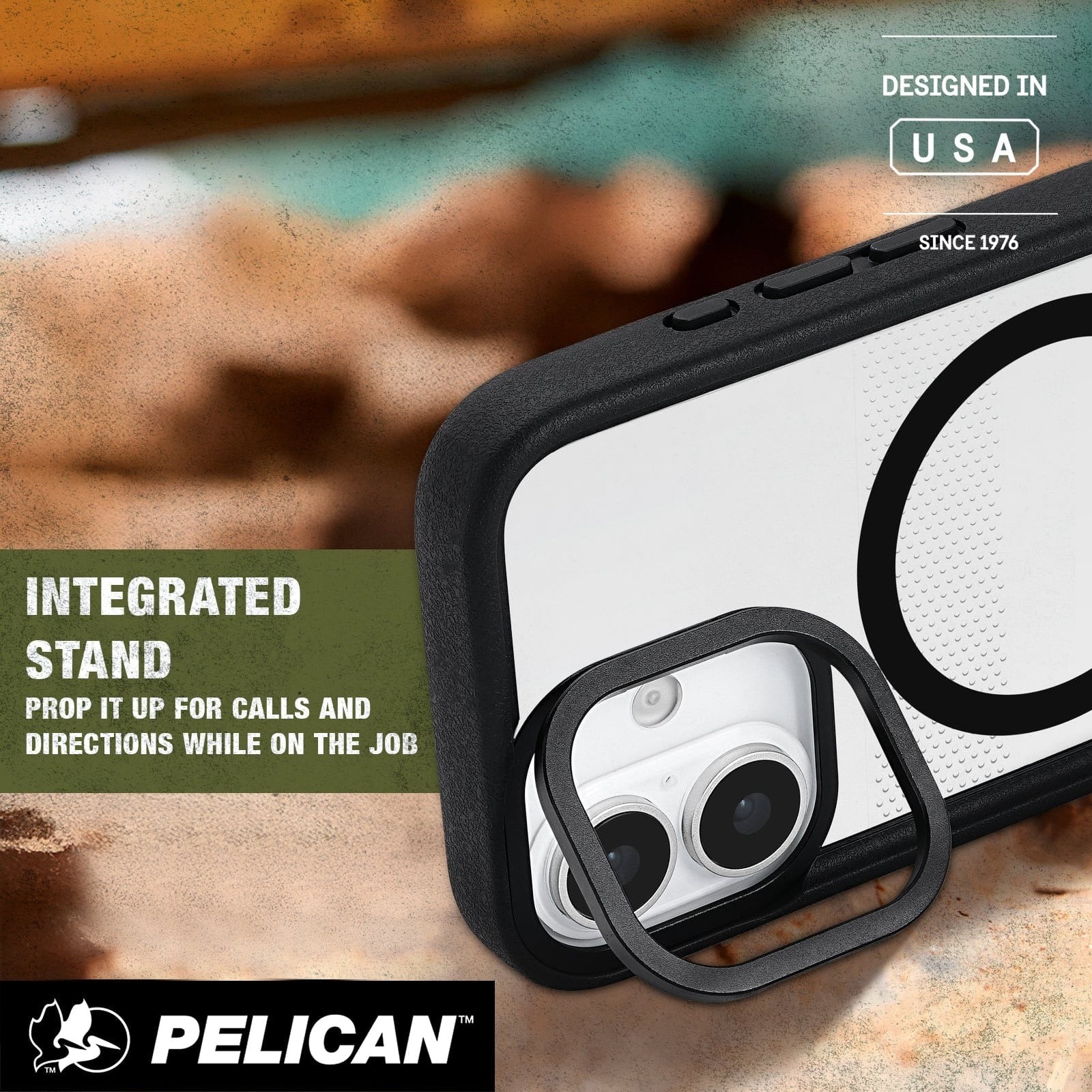 Pelican Protector MagSafe Case with Stand for iPhone 17 Standard 6.3 - Clear / Black