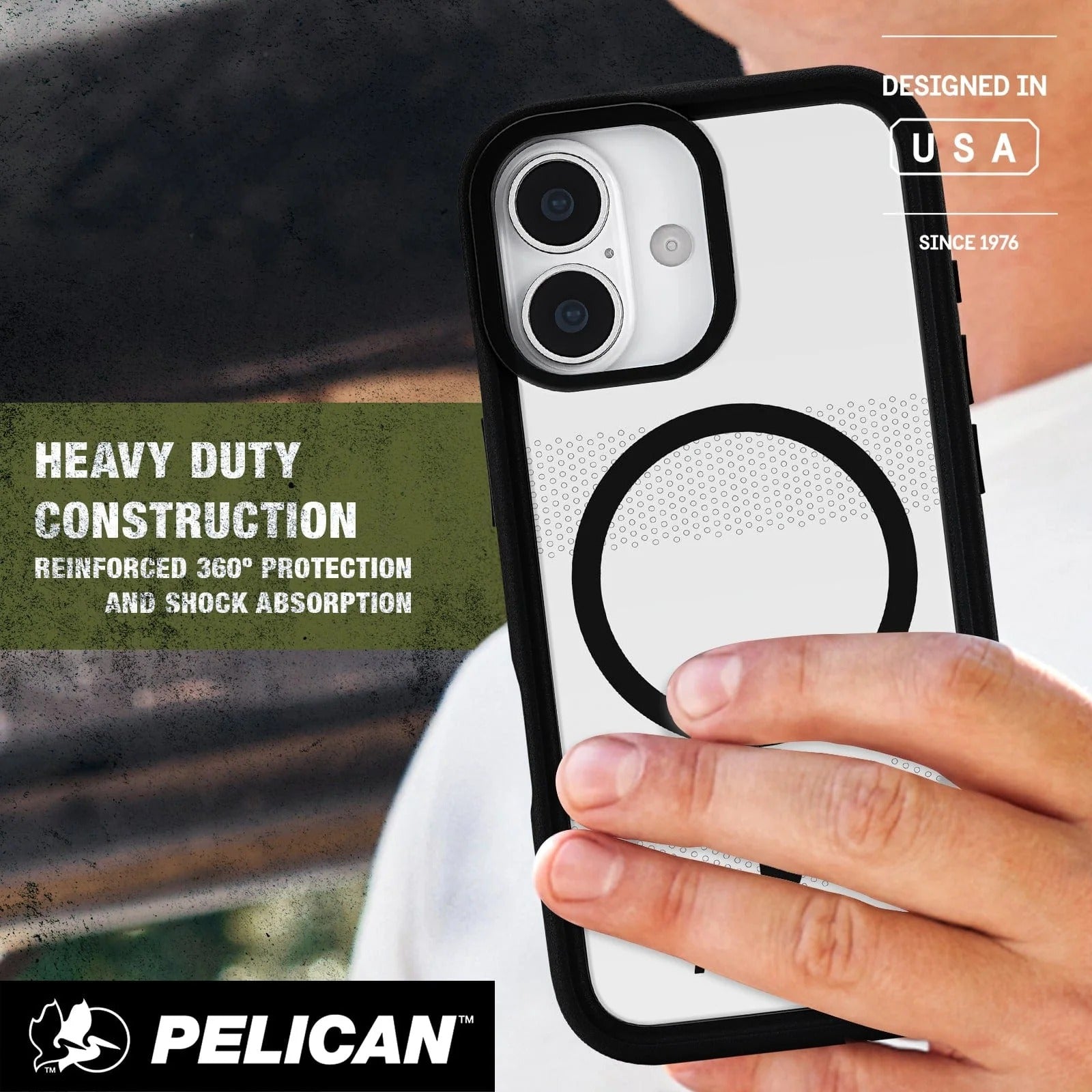 Pelican Protector MagSafe Case with Stand for iPhone 17 Standard 6.3 - Clear / Black