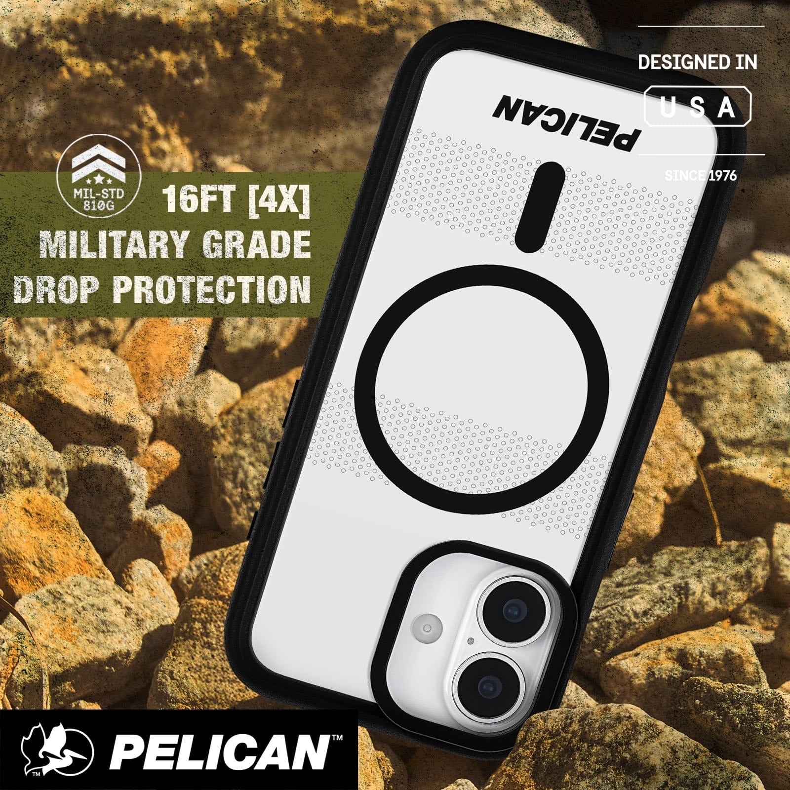 Pelican Protector MagSafe Case with Stand for iPhone 17 Standard 6.3 - Clear / Black