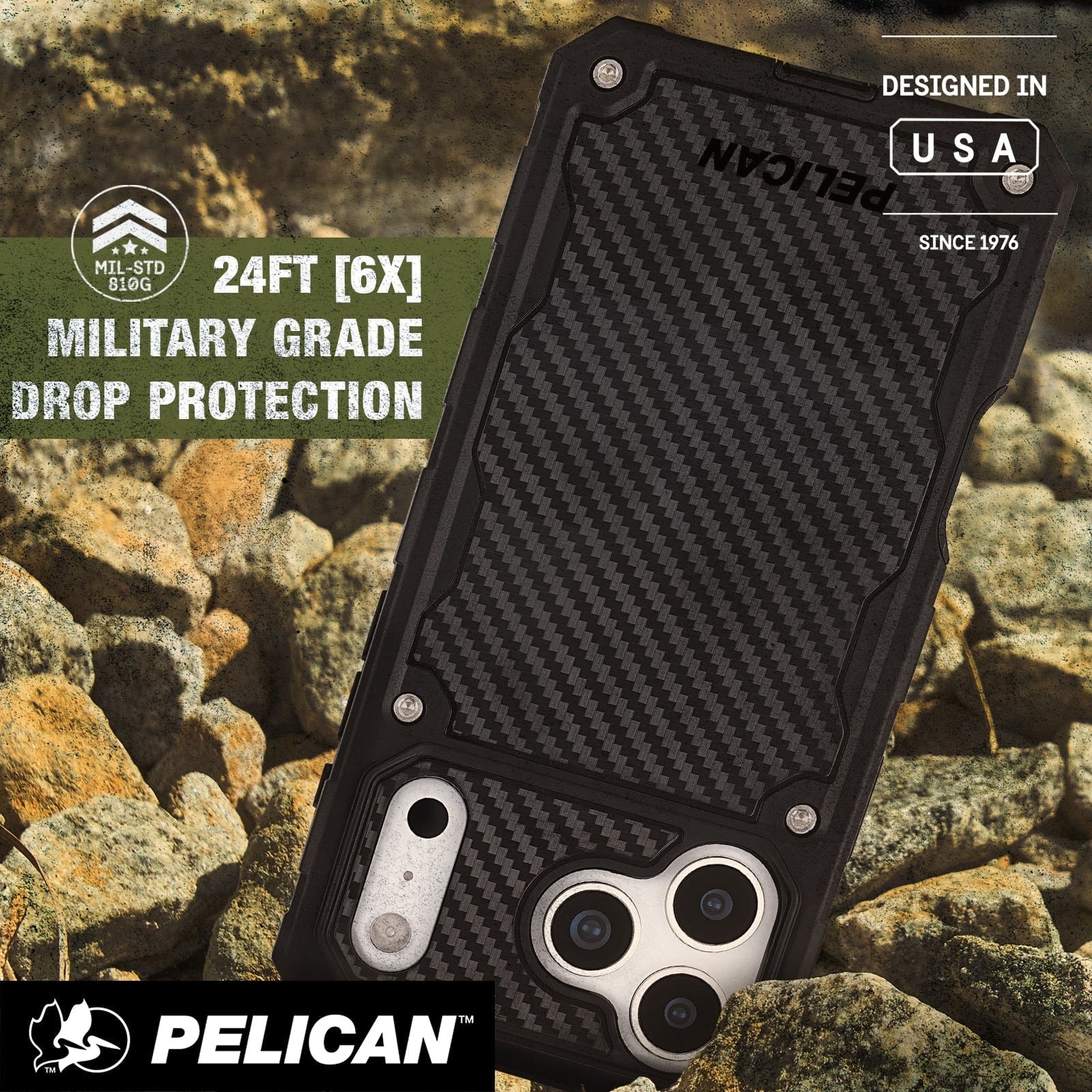 Pelican Shield MagSafe Case with Holster for iPhone 17 Pro 6.3 - Carbon Fiber