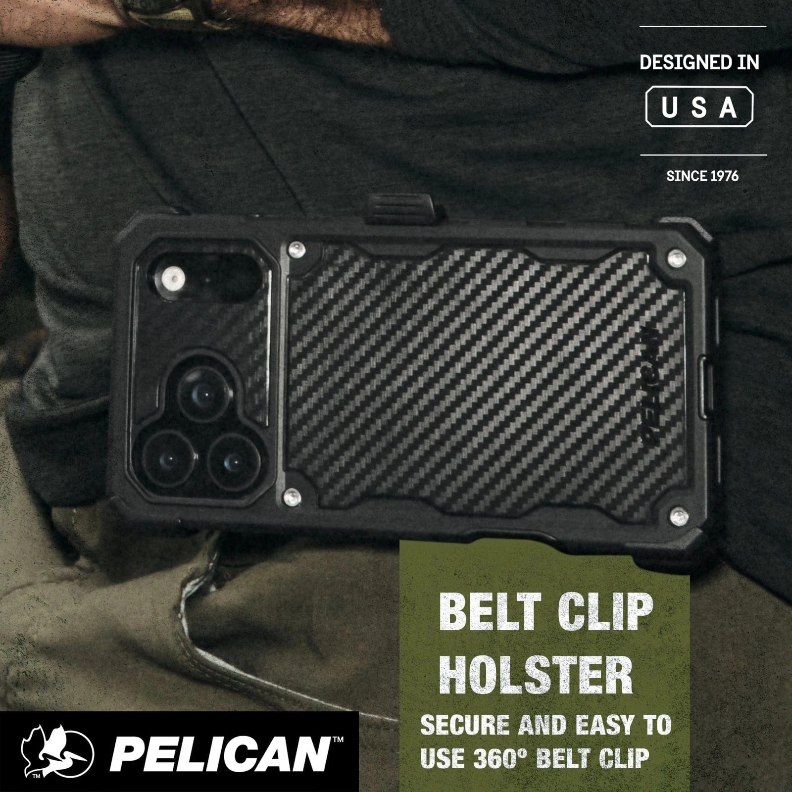 Pelican Shield MagSafe Case with Holster for iPhone 17 Pro 6.3 - Carbon Fiber