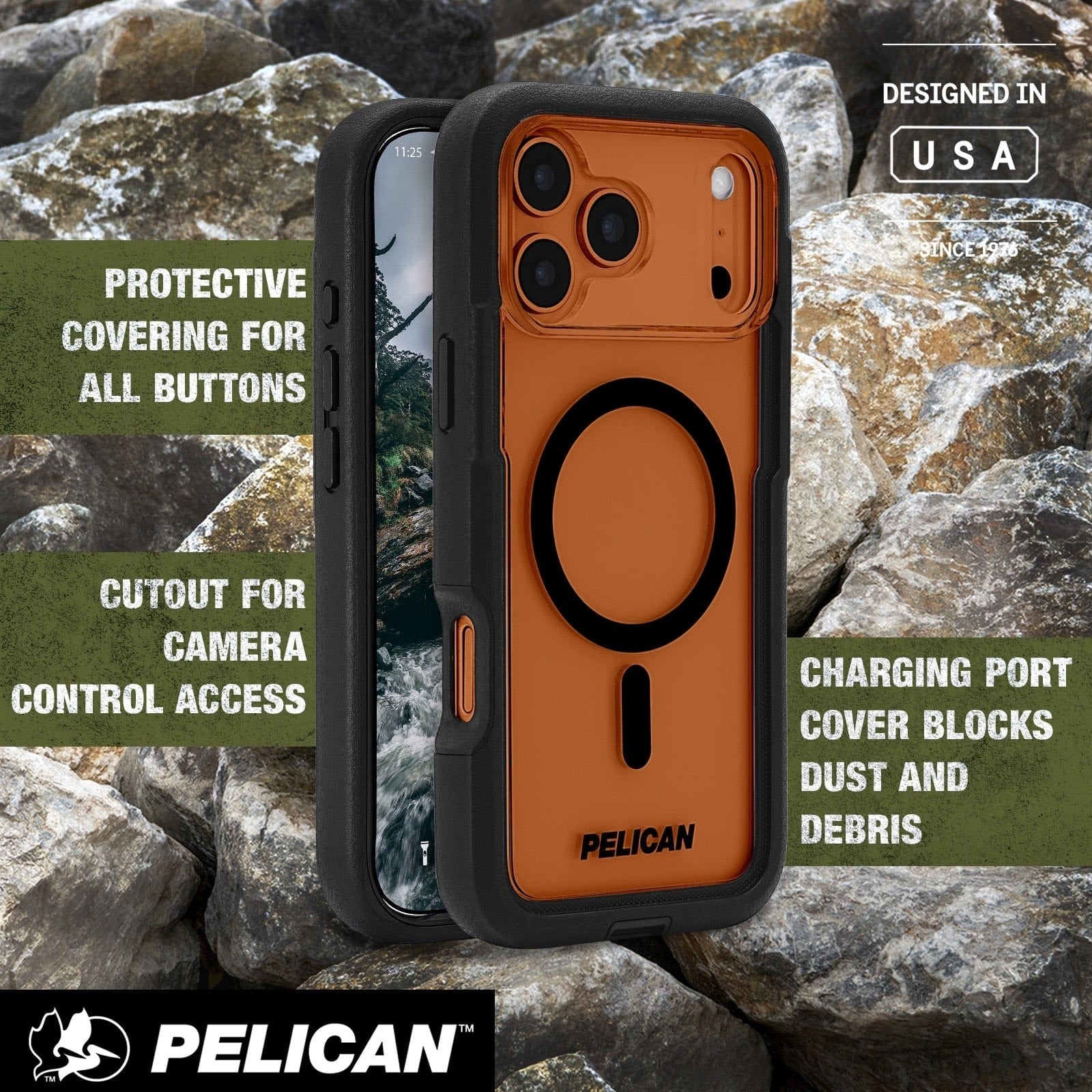 Pelican Voyager MagSafe Case with Holster for iPhone 17 Pro 6.3 - Black/Clear