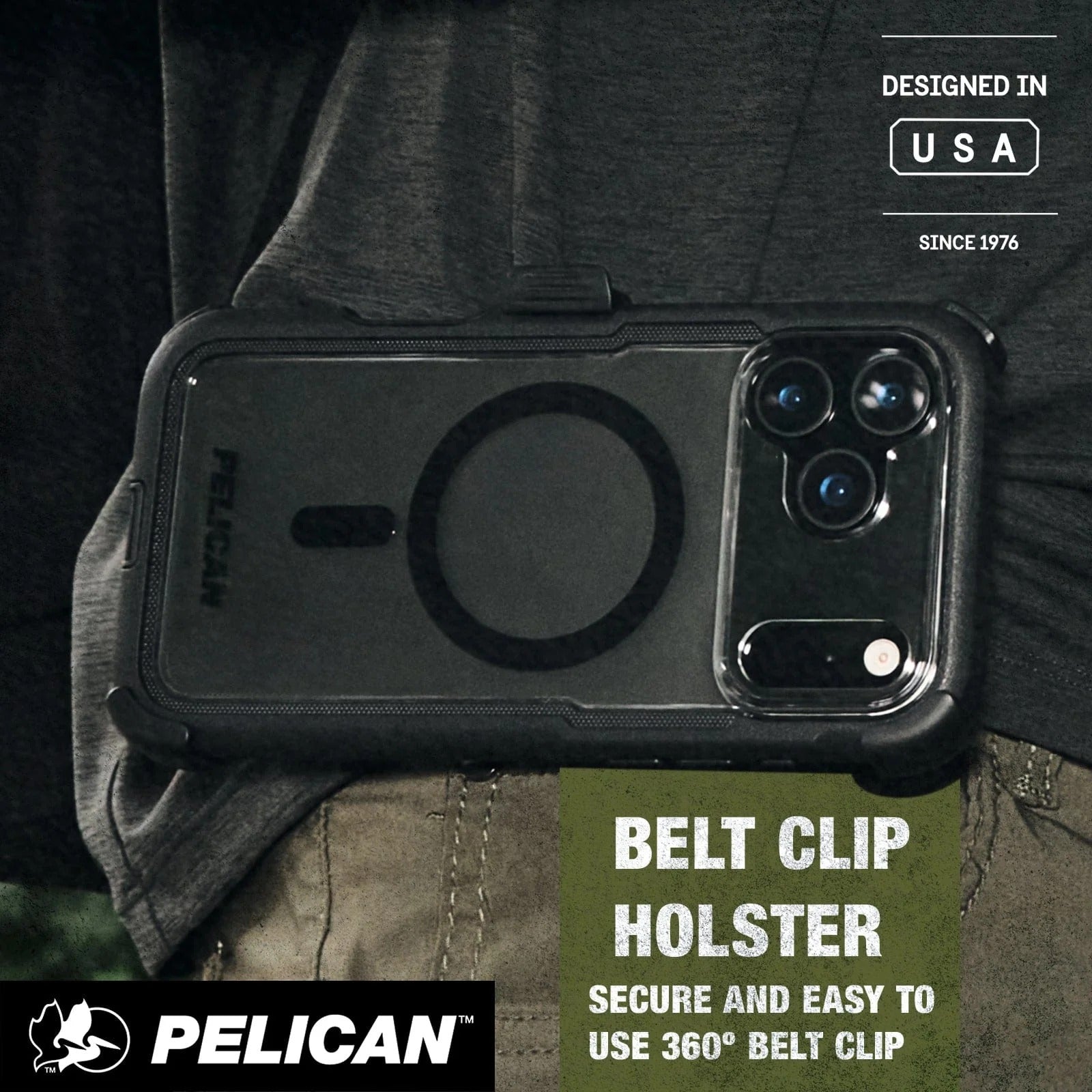 Pelican Voyager MagSafe Case with Holster for iPhone 17 Pro 6.3 - Black/Clear