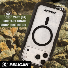Pelican Voyager MagSafe Case with Holster for iPhone 17 Pro 6.3 - Black/Clear