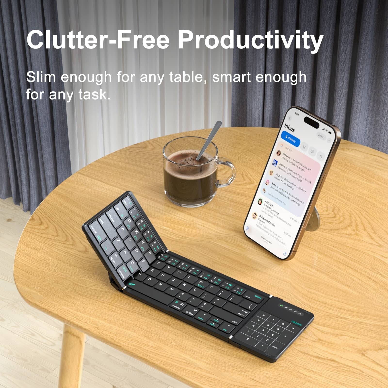 Keyboard Trackpad Portable Foldable Bluetooth Keyboard with Trackpad & Numpad – Pocket ...