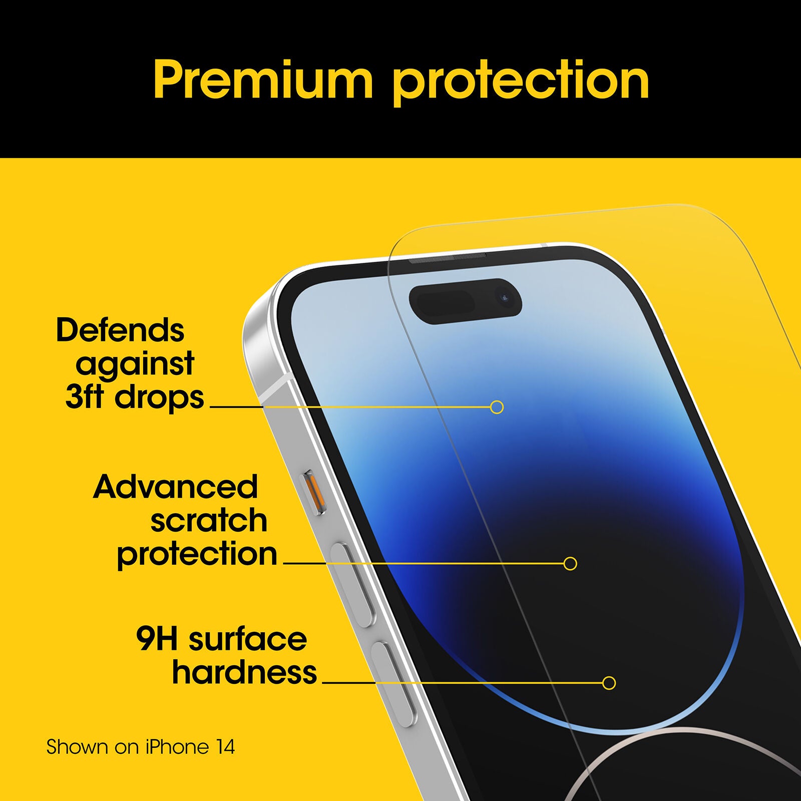 OtterBox Premium Glass Antimicrobial iPhone 16e / 15 Standard 6.1 Screen Protector Clear