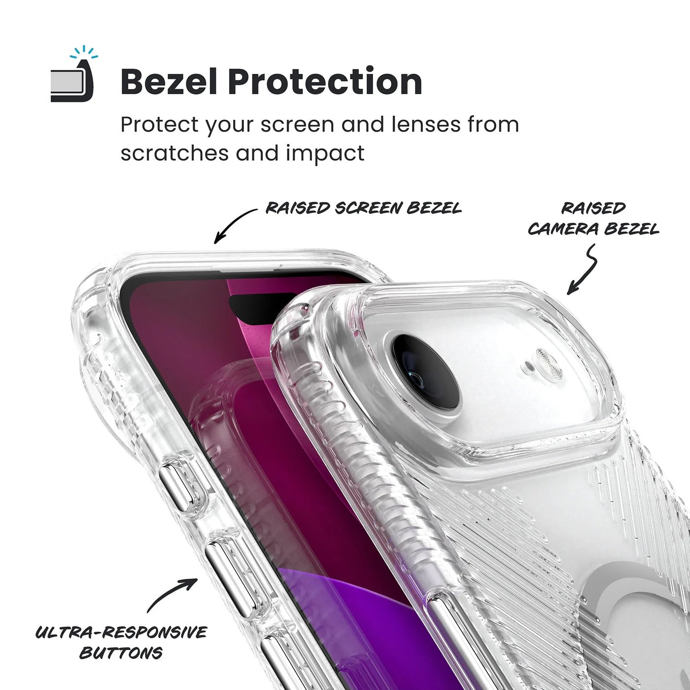 Speck Presidio Clear Grip with ClickLock - iPhone 17 Air - Clear / Silver