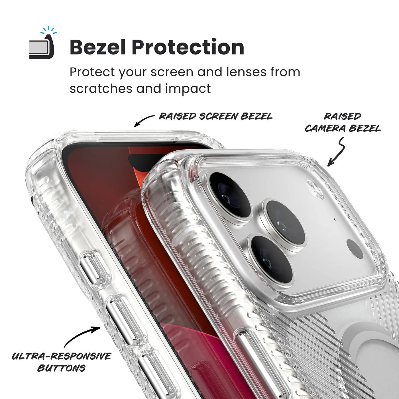 Speck Presidio Clear Grip with ClickLock - iPhone 17 Pro Max - Clear / Silver