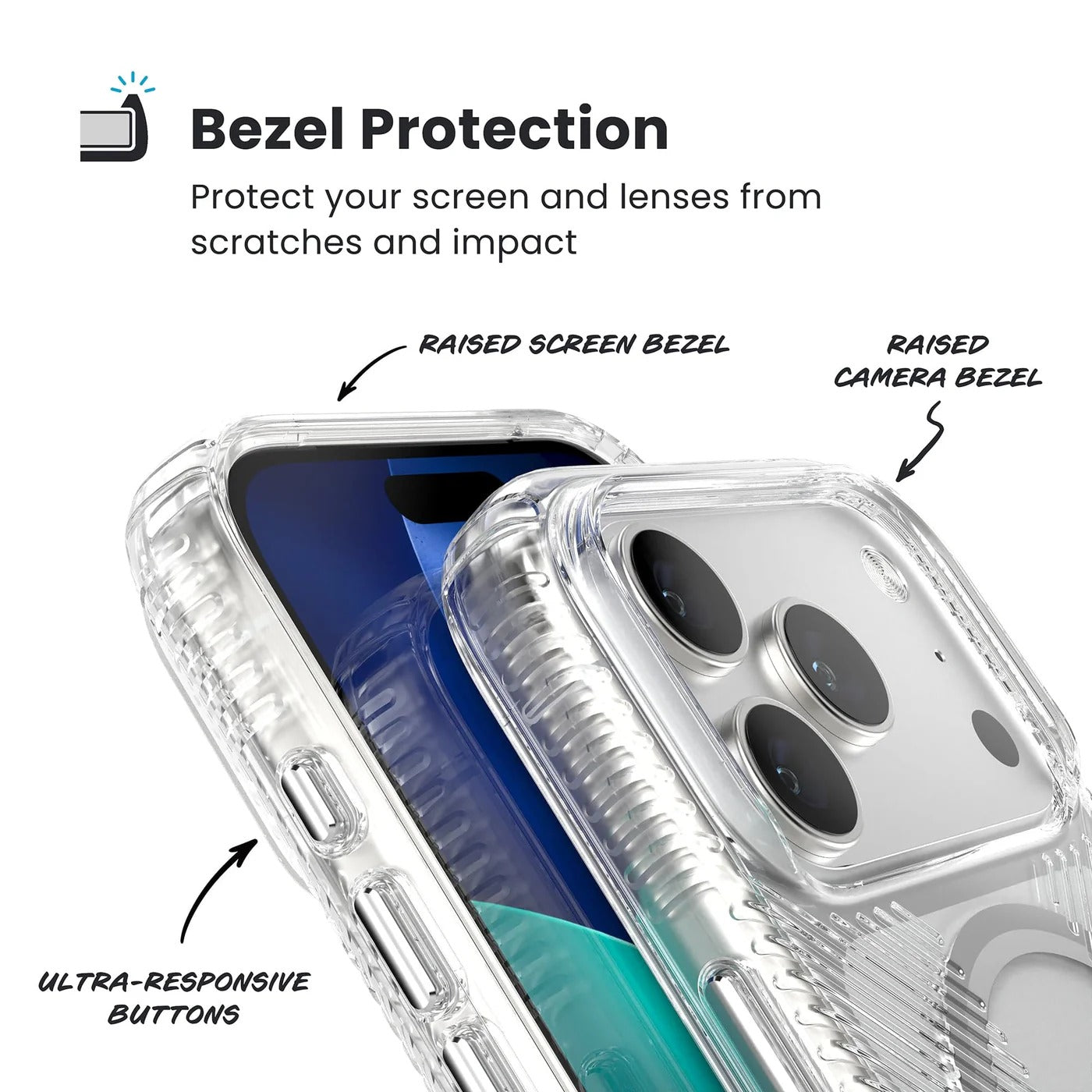 Speck Presidio Clear Grip with ClickLock - iPhone 17 Pro - Clear / Silver
