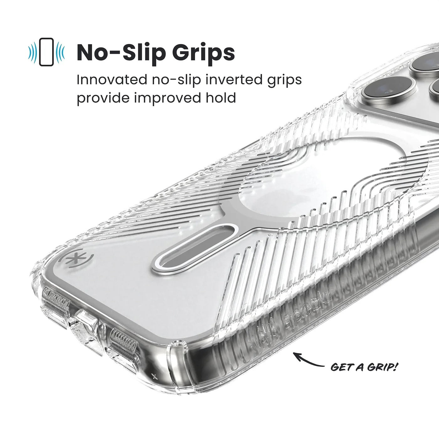 Speck Presidio Clear Grip with ClickLock - iPhone 17 Pro - Clear / Silver