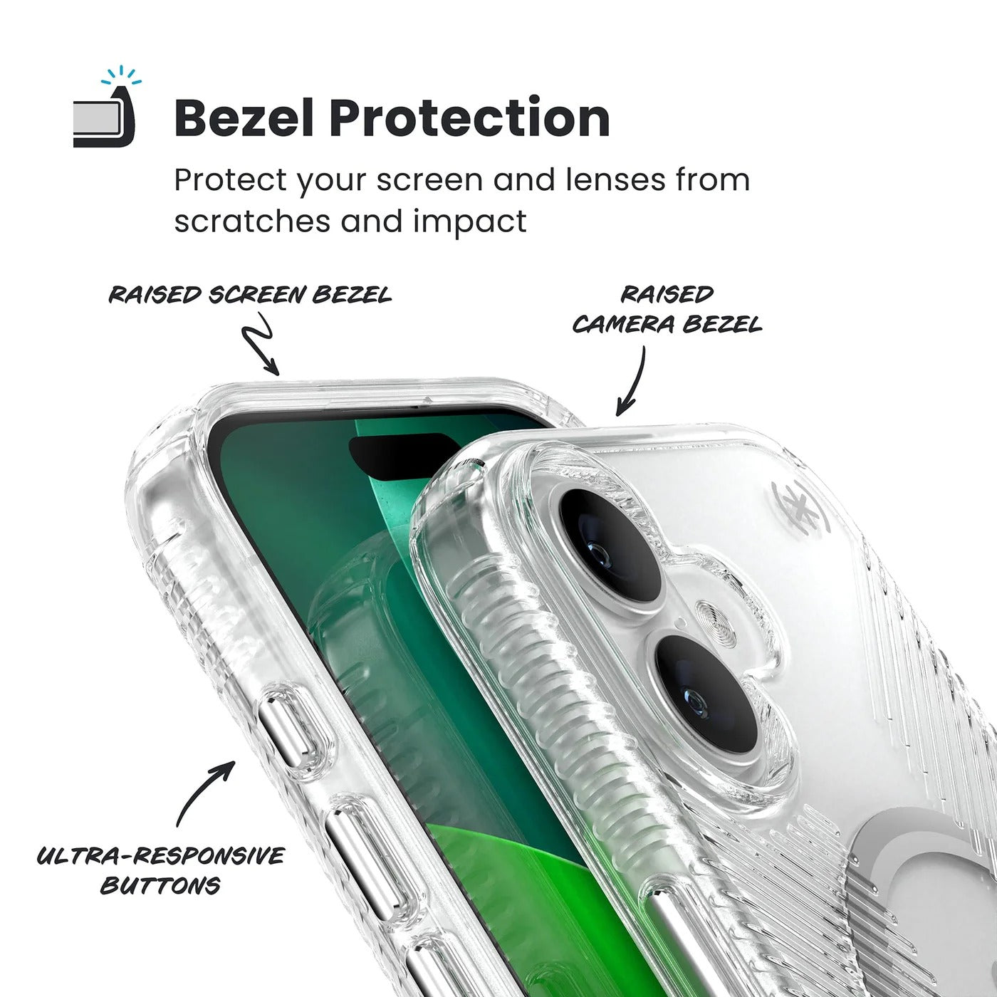 Speck Presidio Clear Grip with ClickLock - iPhone 17 Standard - Clear / Silver