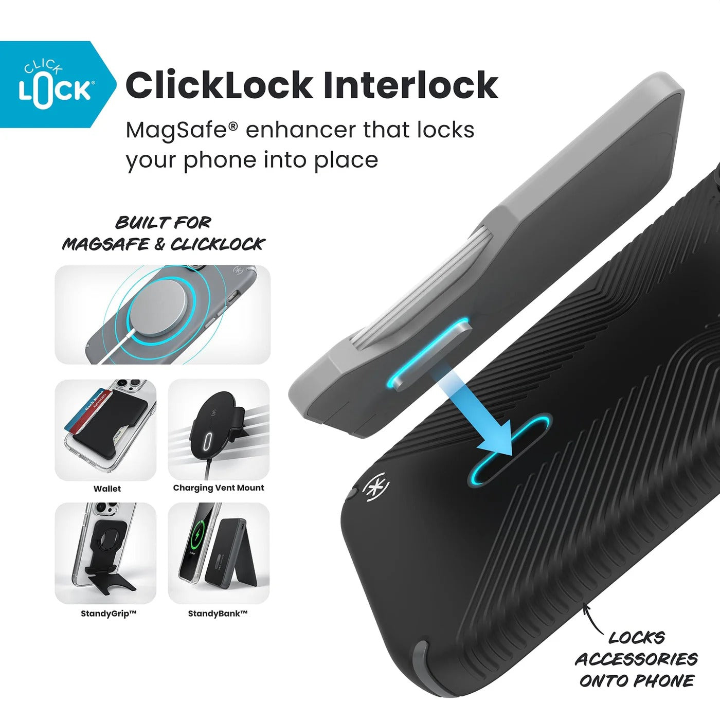 Speck Presidio2 Grip with ClickLock - iPhone 17 Pro Max - Black/Grey