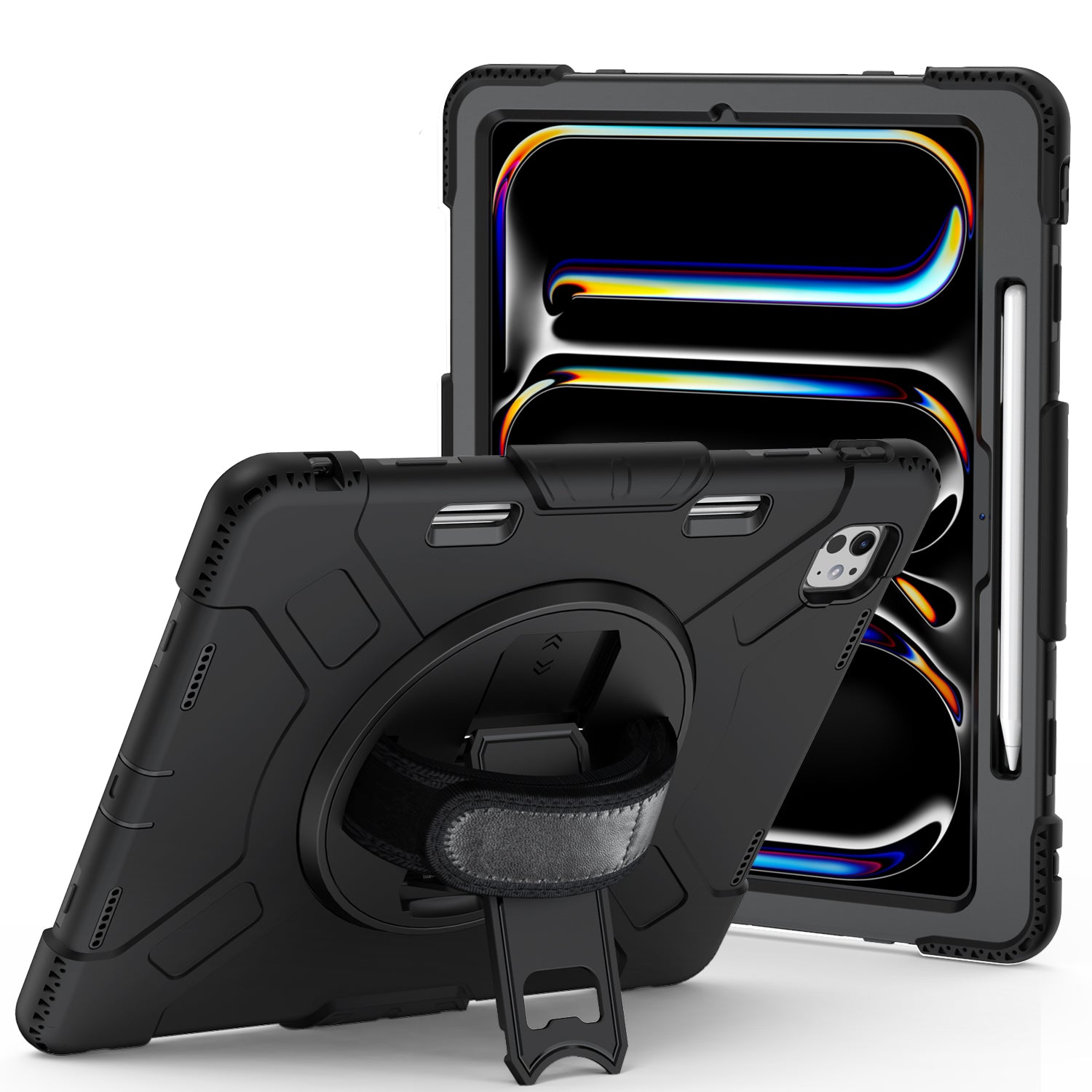 Rugged & Tough Case Hand & Shoulder Strap iPad Pro 13 M4 2024 - Black