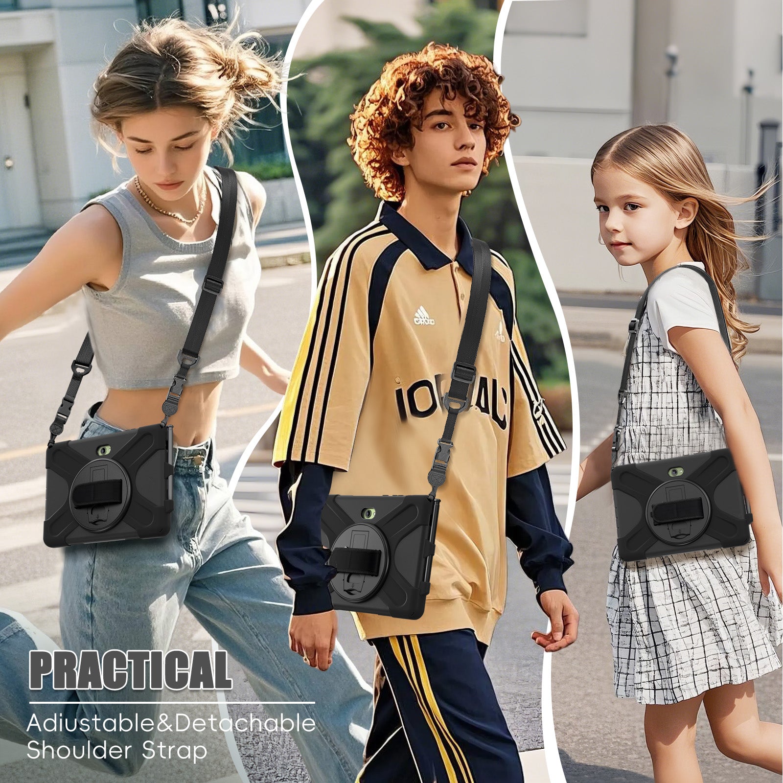 Rugged Case Hand & Shoulder Strap Samsung Tab Active 5 Pro X356 2025 - Black