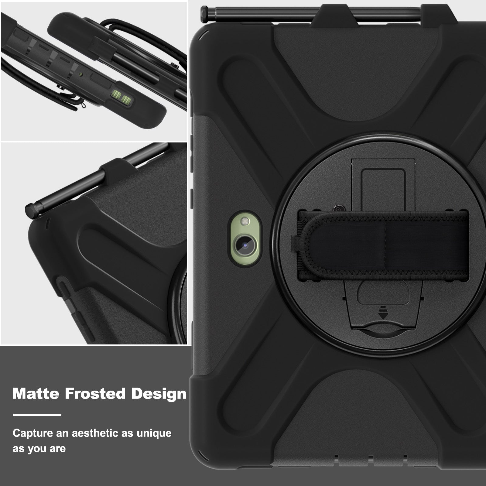 Rugged Case Hand & Shoulder Strap Samsung Tab Active 5 Pro X356 2025 - Black
