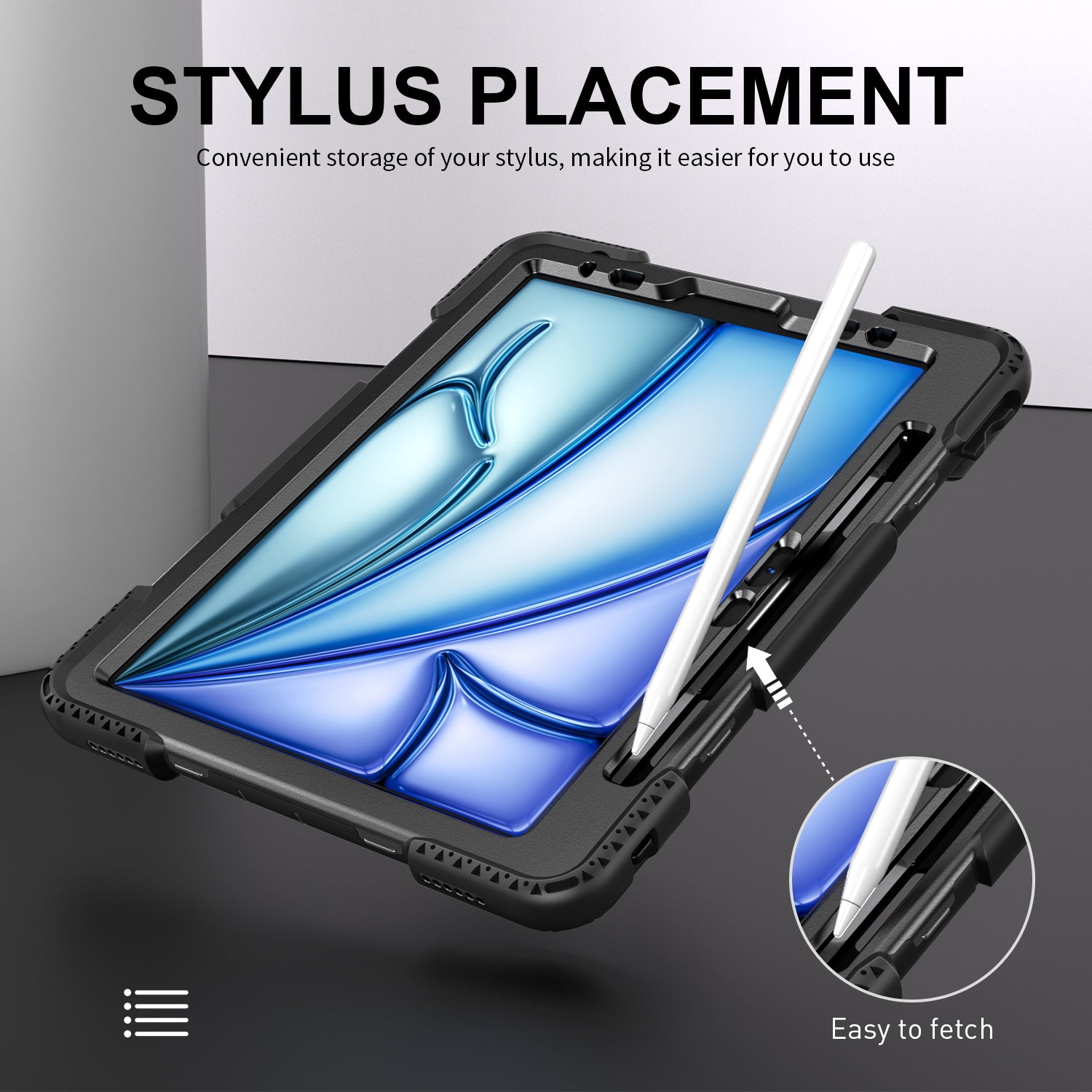 Rugged Case with Hand & Shoulder Strap iPad Air 13 M2 / M3 - Black