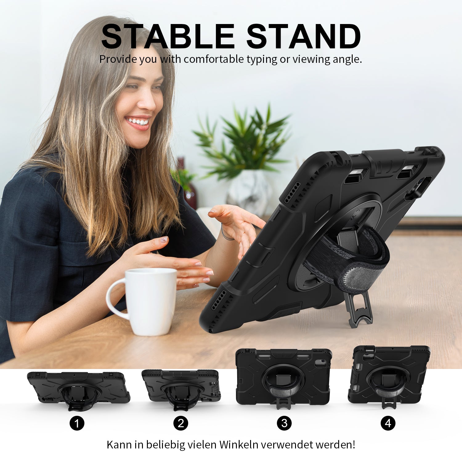 Rugged Case with Hand & Shoulder Strap iPad Air 13 M2 / M3 - Black