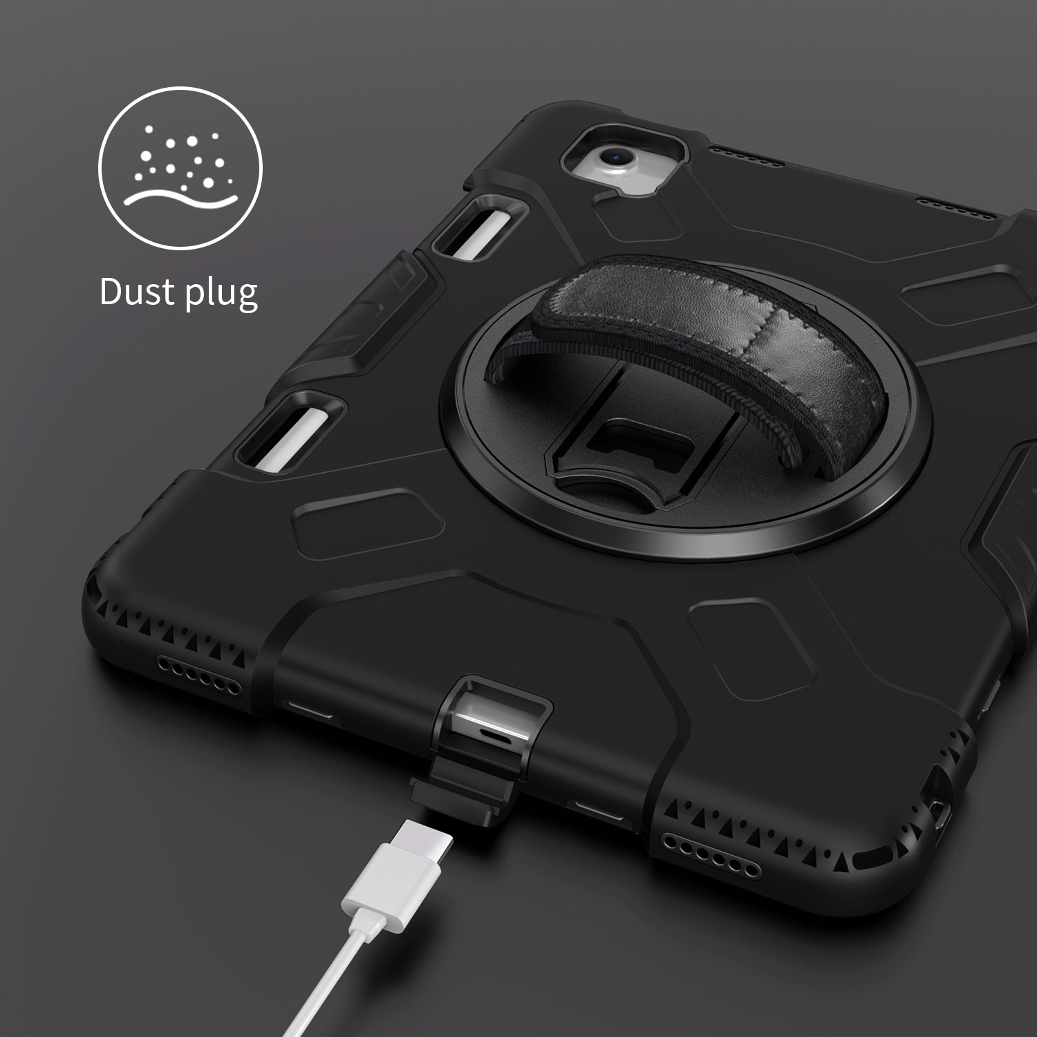 Rugged Case with Hand & Shoulder Strap iPad Air 13 M2 / M3 - Black