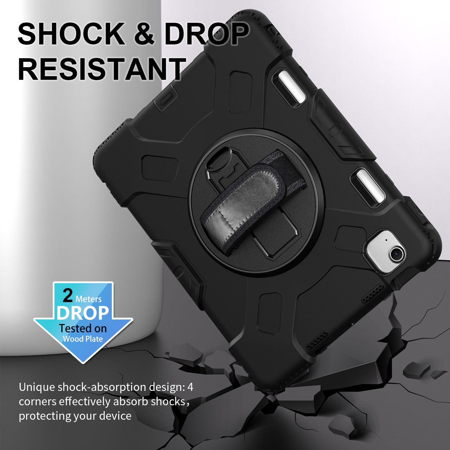 Rugged Case with Hand & Shoulder Strap iPad Air 13 M2 / M3 - Black