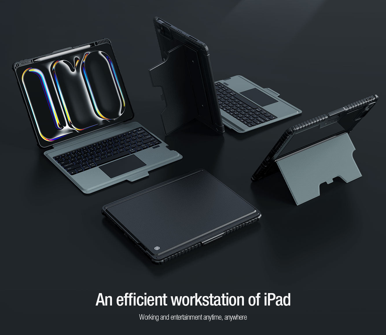 Rugged Detachable Keyboard & Trackpad Case iPad Pro 13 M4 2024 - Black