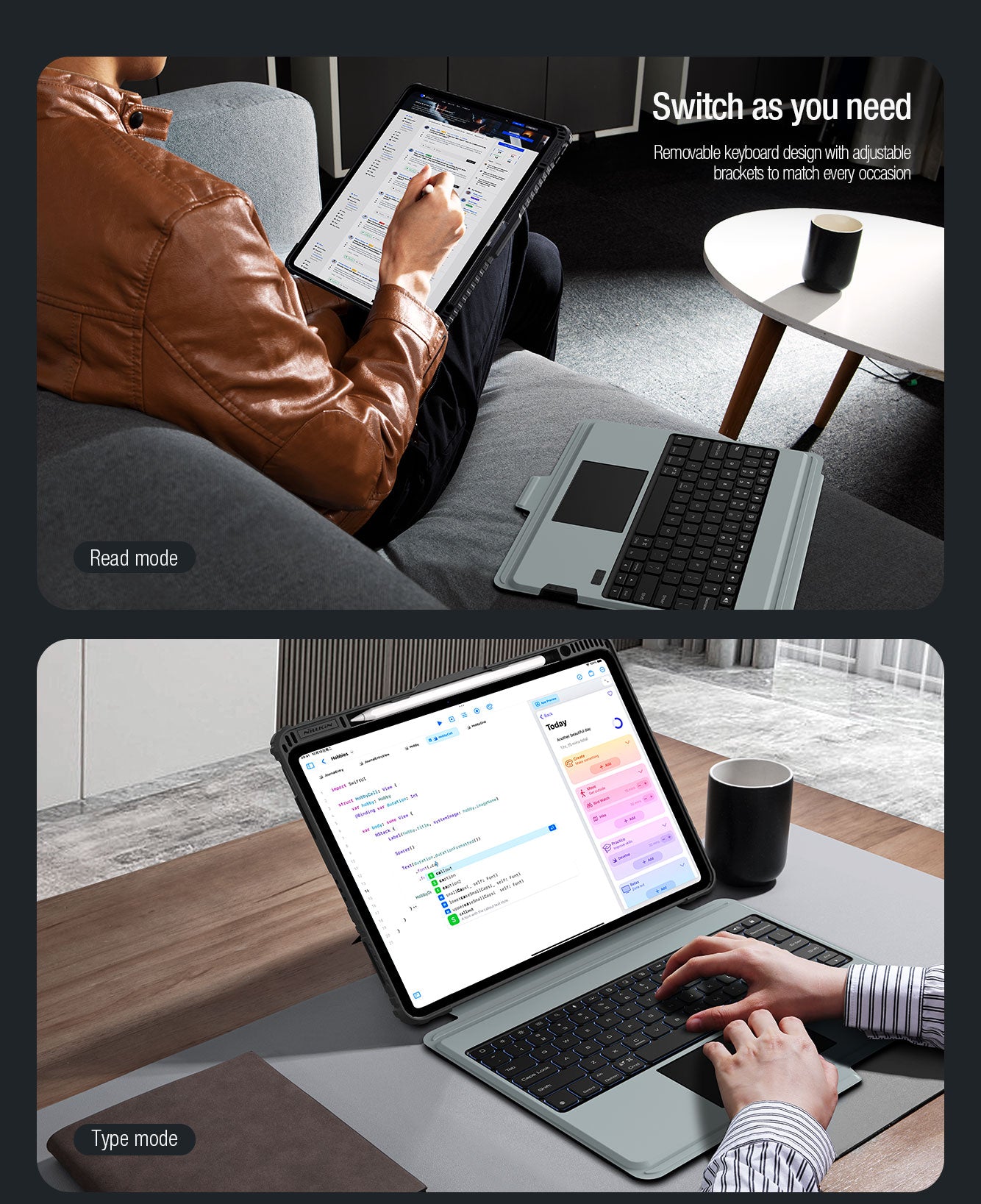 Rugged Detachable Keyboard & Trackpad Case iPad Pro 13 M4 2024 - Black