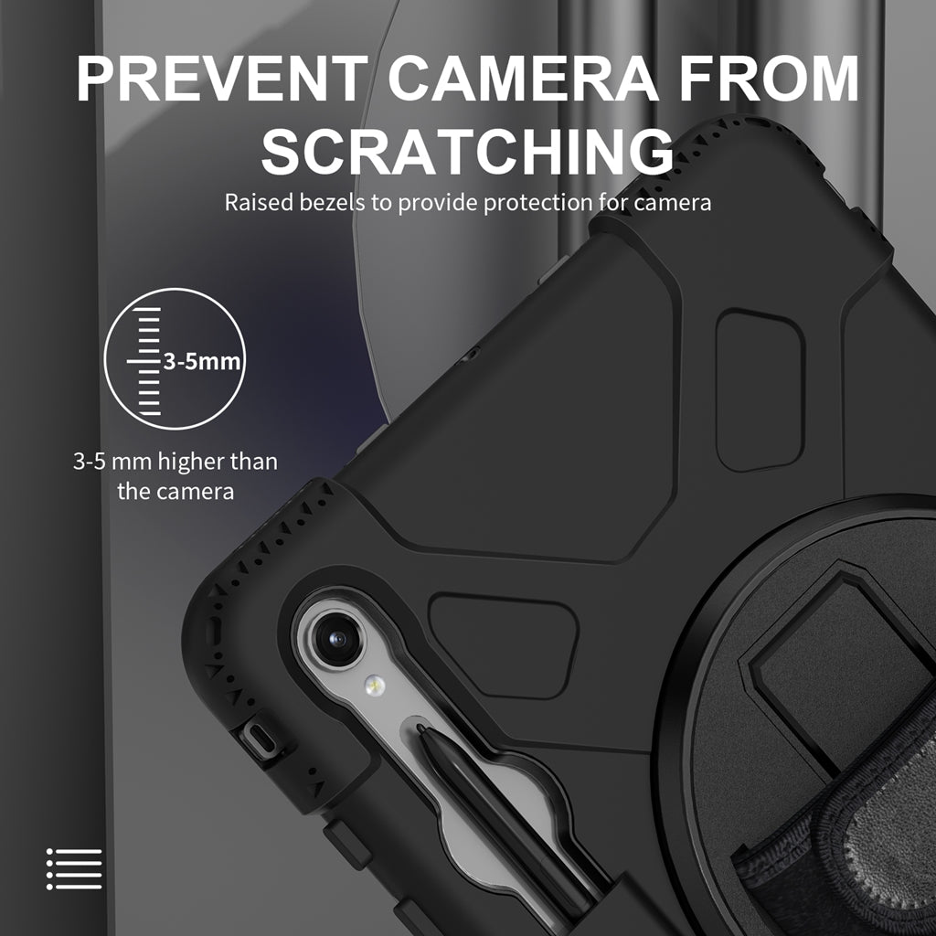 Rugged Case Hand & Shoulder Strap Samsung Tab S10 Lite / FE / S9 / S9 FE - Black